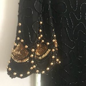 VINTAGE Black & Gold Sequin Party Dress